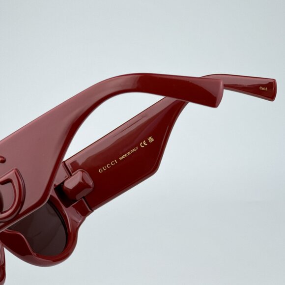 Gucci GG1544S 002 BRAND NEW Sunglasses Burgundy Brown Unisex Oval - Picture 9 of 11